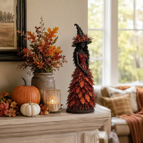 🧙 Enchanted Fall Witch Statue – Autumn Magic