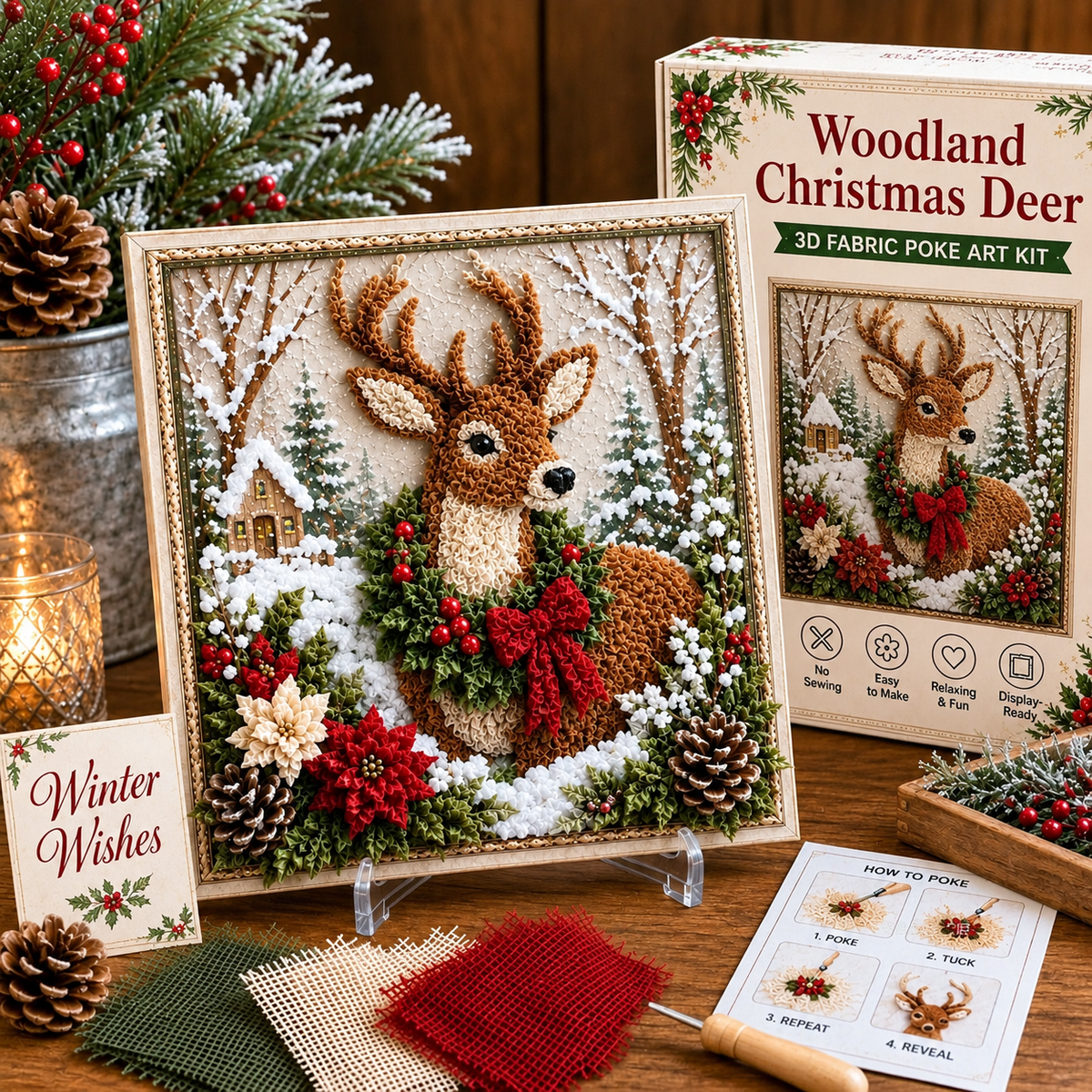 Christmas Fabric Poke Art Kit