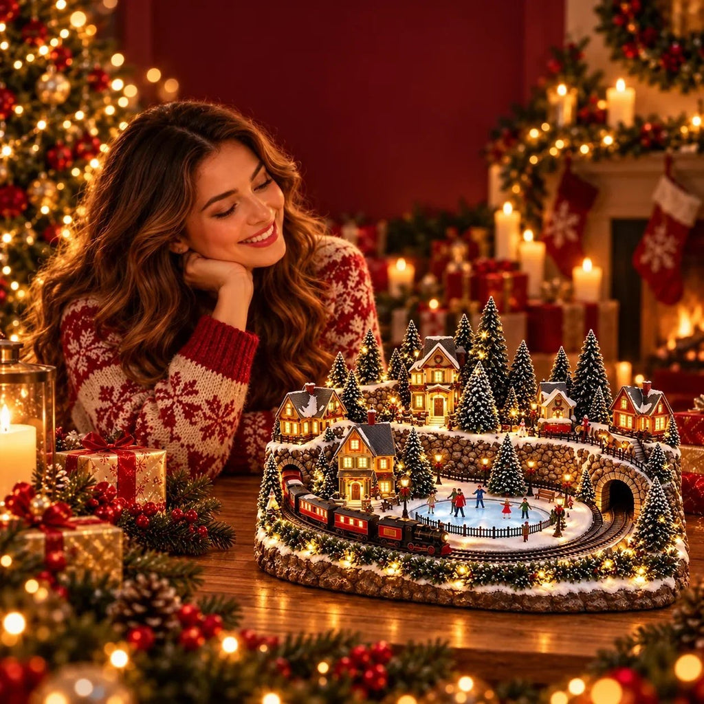 🔥 Animierte Weihnachtszug- und Eisbahnszene ✨