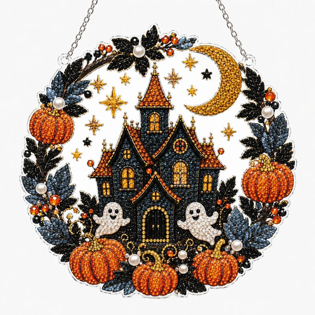 👻✨ 🎃 DIY Spooky Hanging Ornament Kit | Sparkling Halloween Diamond Art Decoration For Fall Home Decor