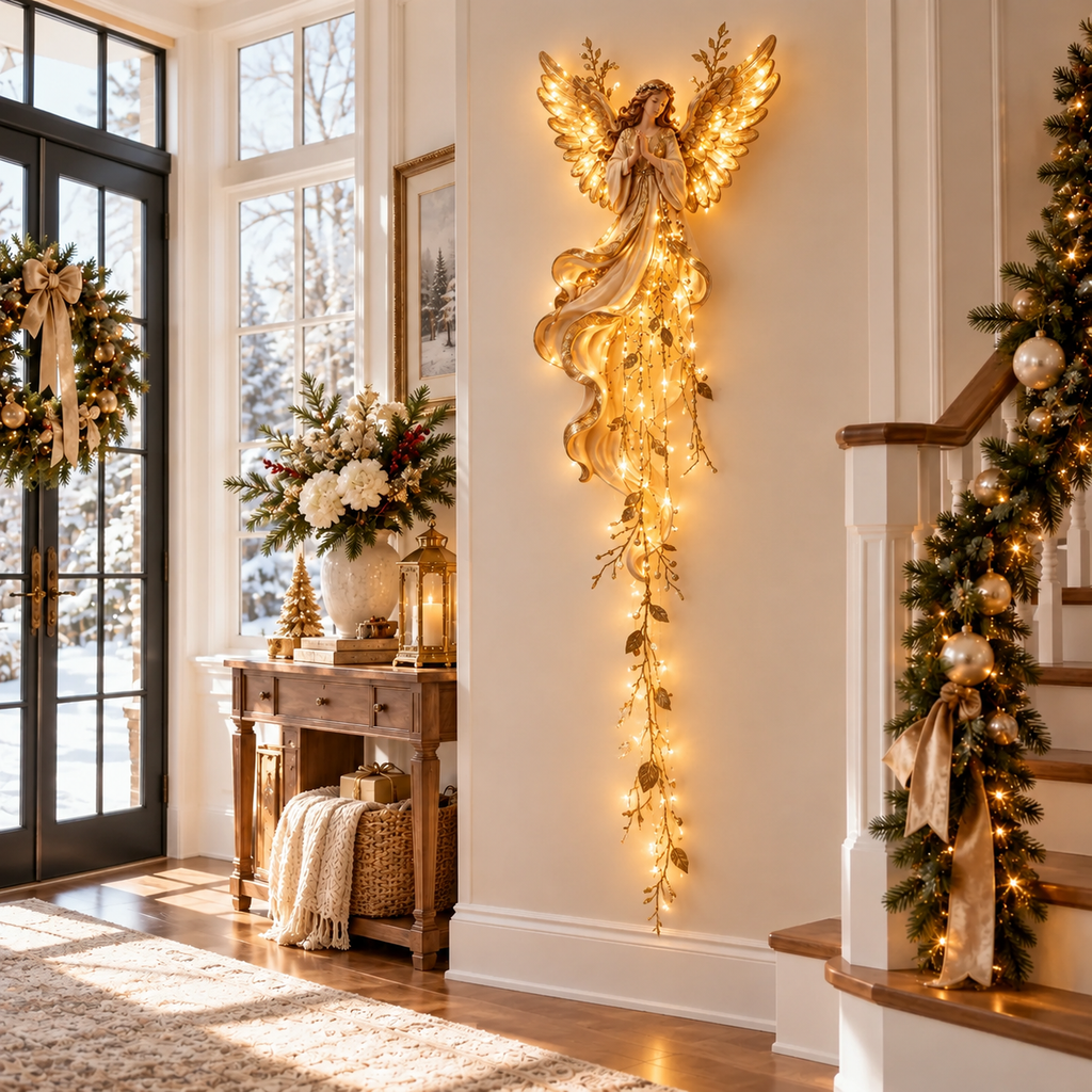 Angel Blessing Starfall Wall Light – Heavenly Christmas Wall Decor