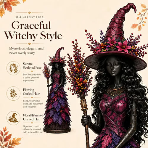 🧙 Enchanted Fall Witch Statue – Autumn Magic
