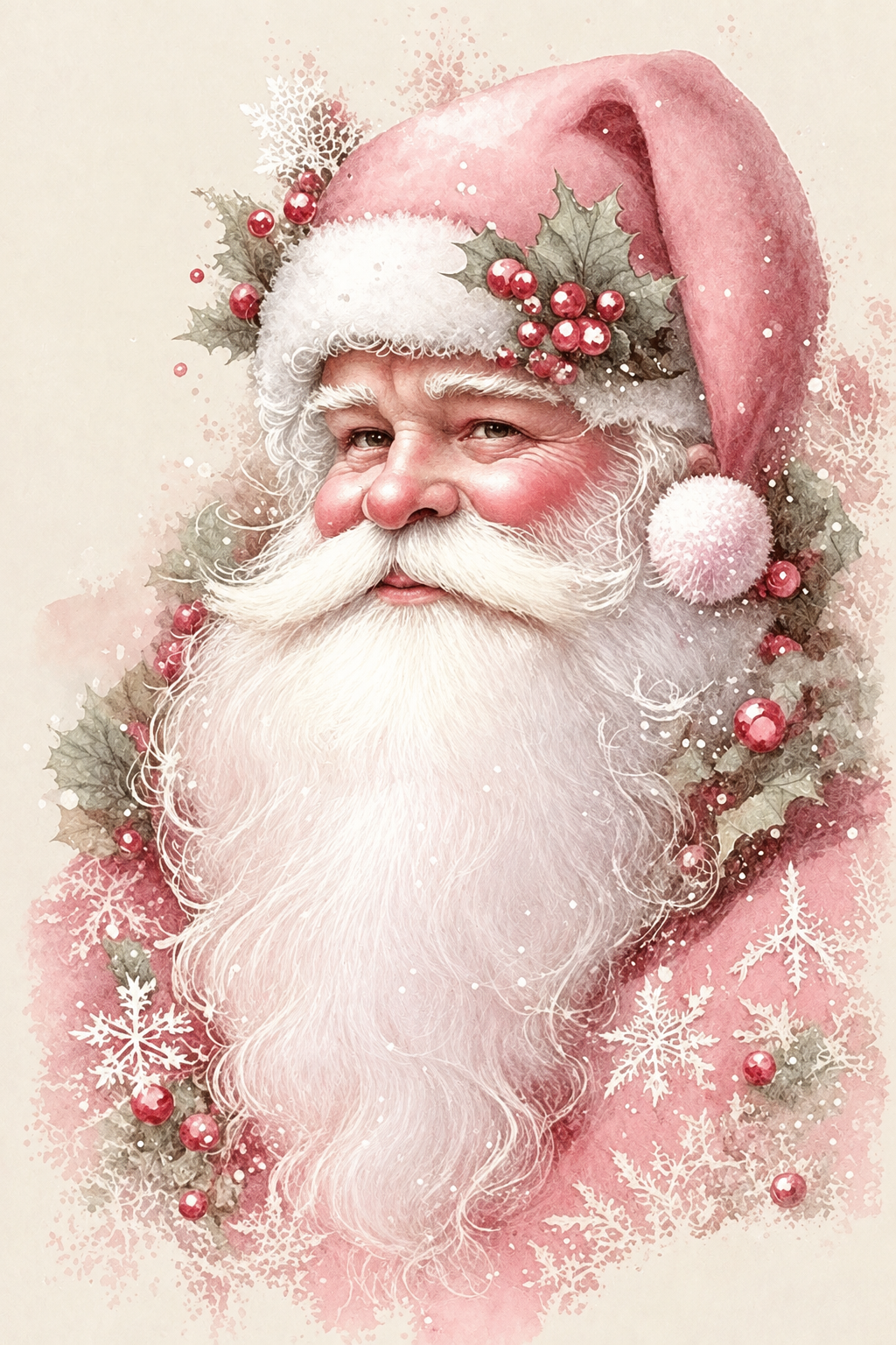 ✨ Blush Christmas Santa – Elegant Holiday Diamond Painting Kit