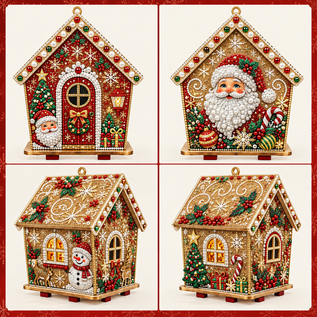 🎄Plymagic DIY Pearl Art - Christmas Collection - Santa Christmas Gingerbread House