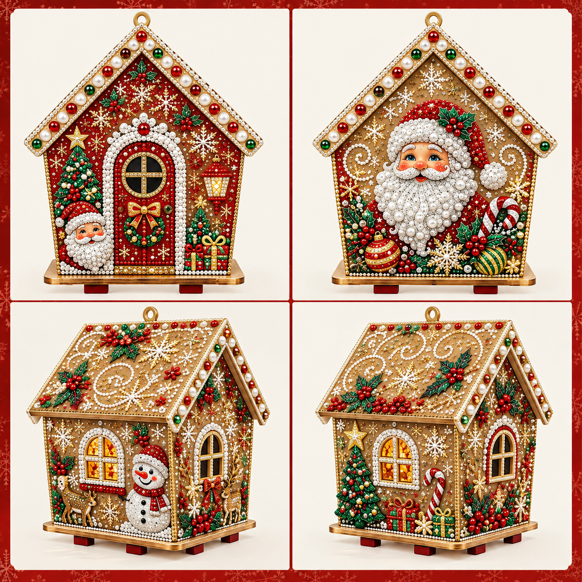 🎄Plymagic DIY Pearl Art - Christmas Collection - Santa Christmas Gingerbread House