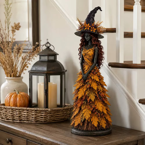 🧙 Enchanted Fall Witch Statue – Autumn Magic