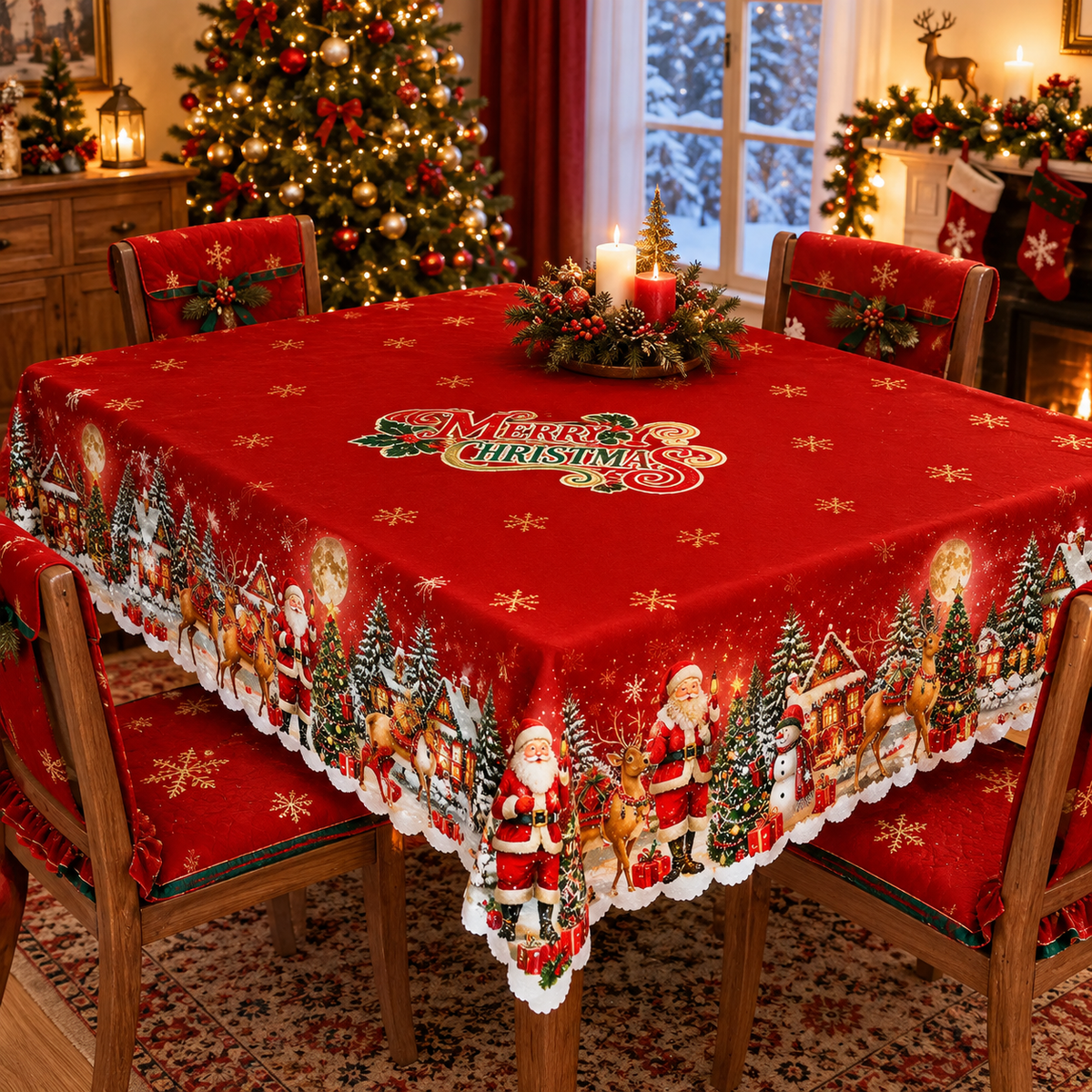 🎅 Christmas Tablecloth | Round & Rectangle