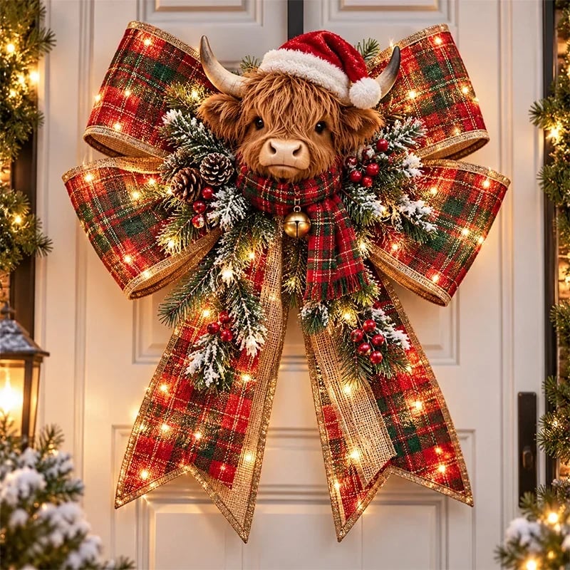 🎀🎄 Weihnachtliche Zauberschleifen-Türhänger – Übergroße, leuchtende Weihnachtsschleifen in 6 festlic