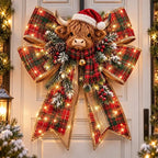 🎀🎄 Weihnachtliche Zauberschleifen-Türhänger – Übergroße, leuchtende Weihnachtsschleifen in 6 festlic