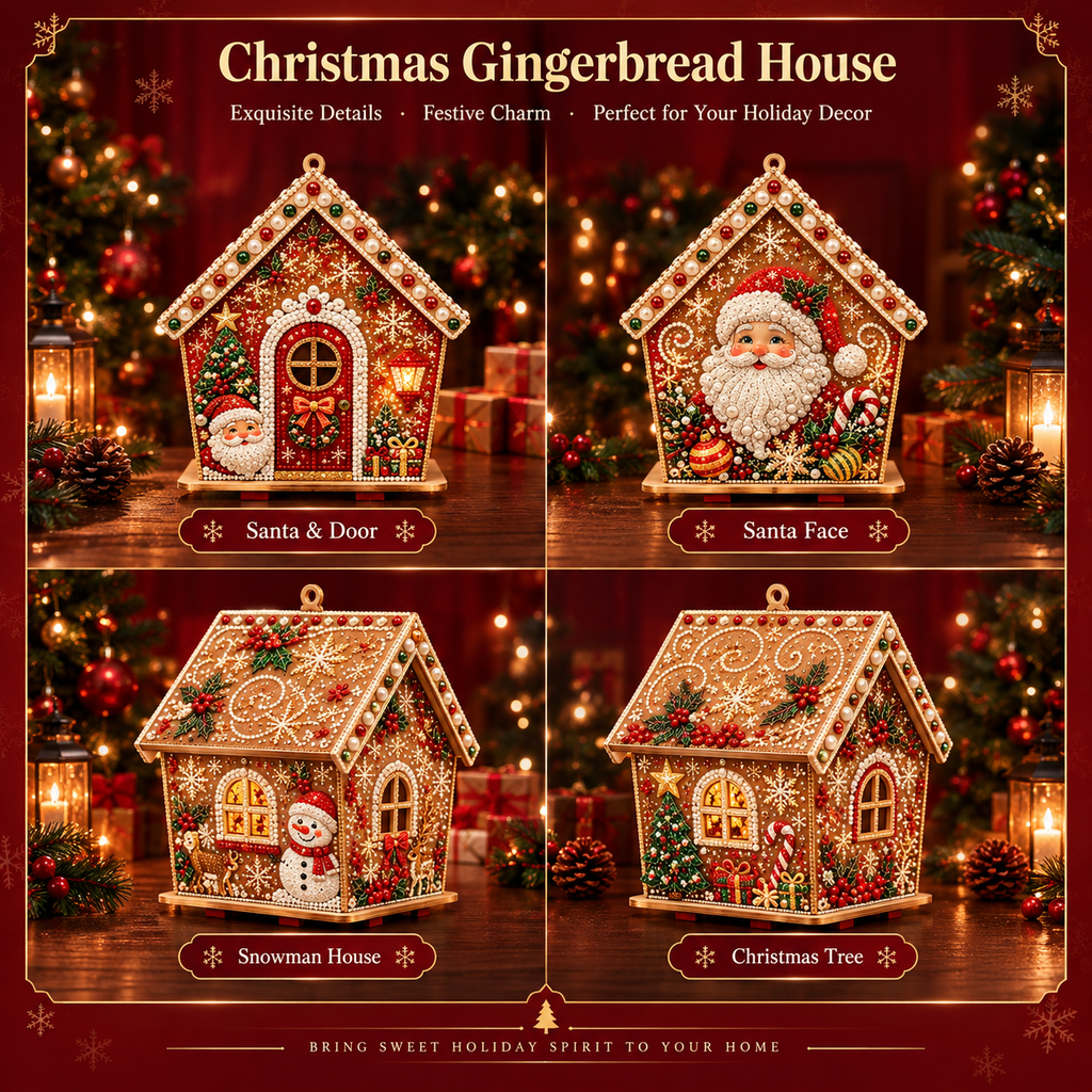 🎄Plymagic DIY Pearl Art - Christmas Collection - Santa Christmas Gingerbread House