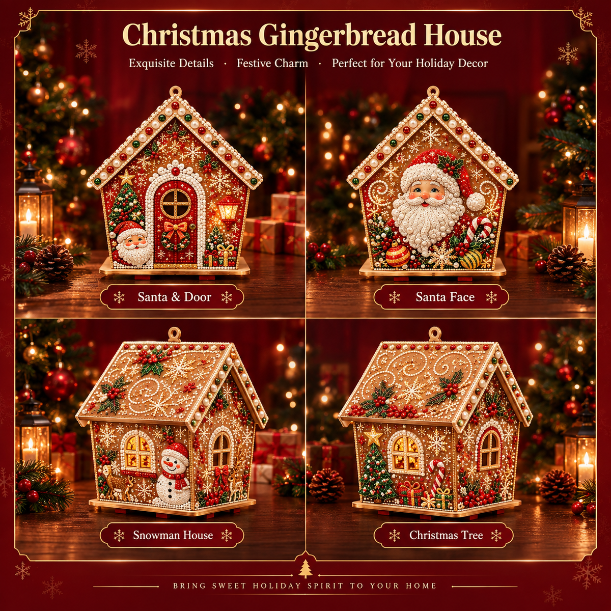 🎄Plymagic DIY Pearl Art - Christmas Collection - Santa Christmas Gingerbread House