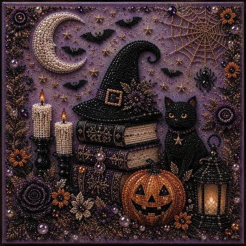 👻 Cute Ghosts Pumpkins 3D Pearl Mosaic Art Kit Halloween Decor (No Mess, Beginner)