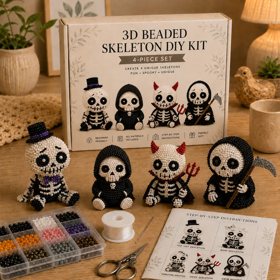 💀 3D Beaded Skeleton DIY Kit – Create Your Own Spooky Cute Halloween Decor