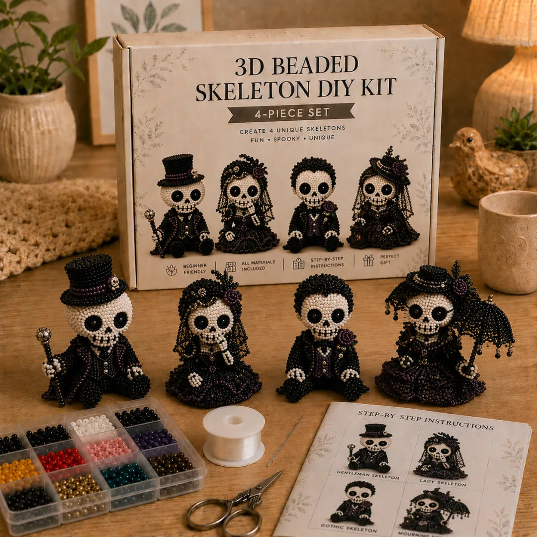 💀 3D Beaded Skeleton DIY Kit – Create Your Own Spooky Cute Halloween Decor