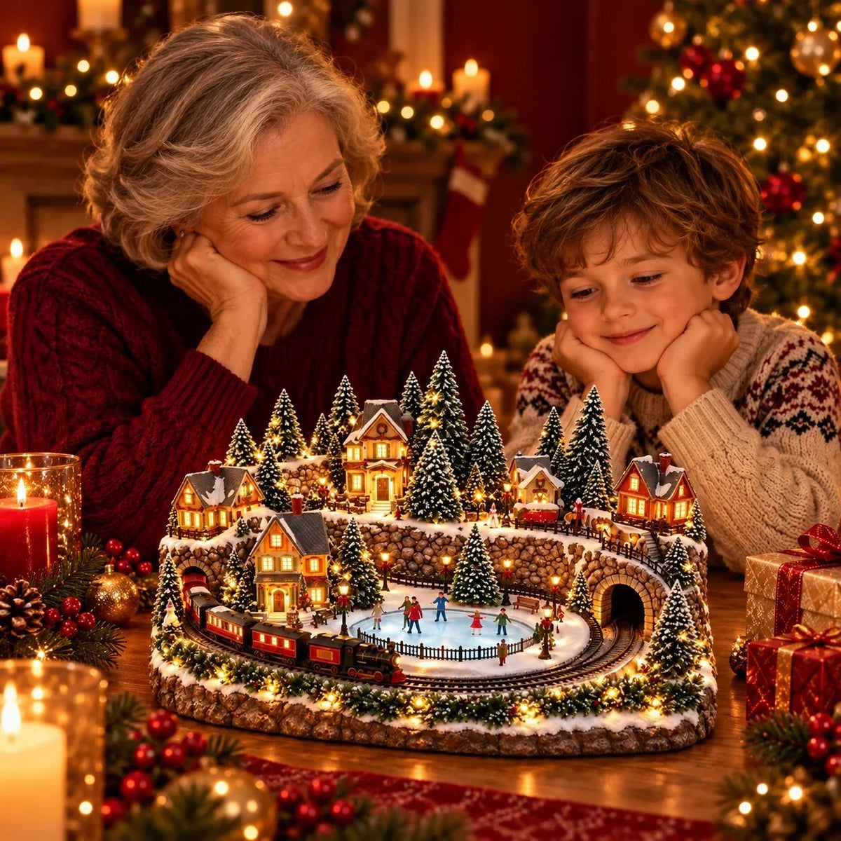 🔥 Animierte Weihnachtszug- und Eisbahnszene ✨