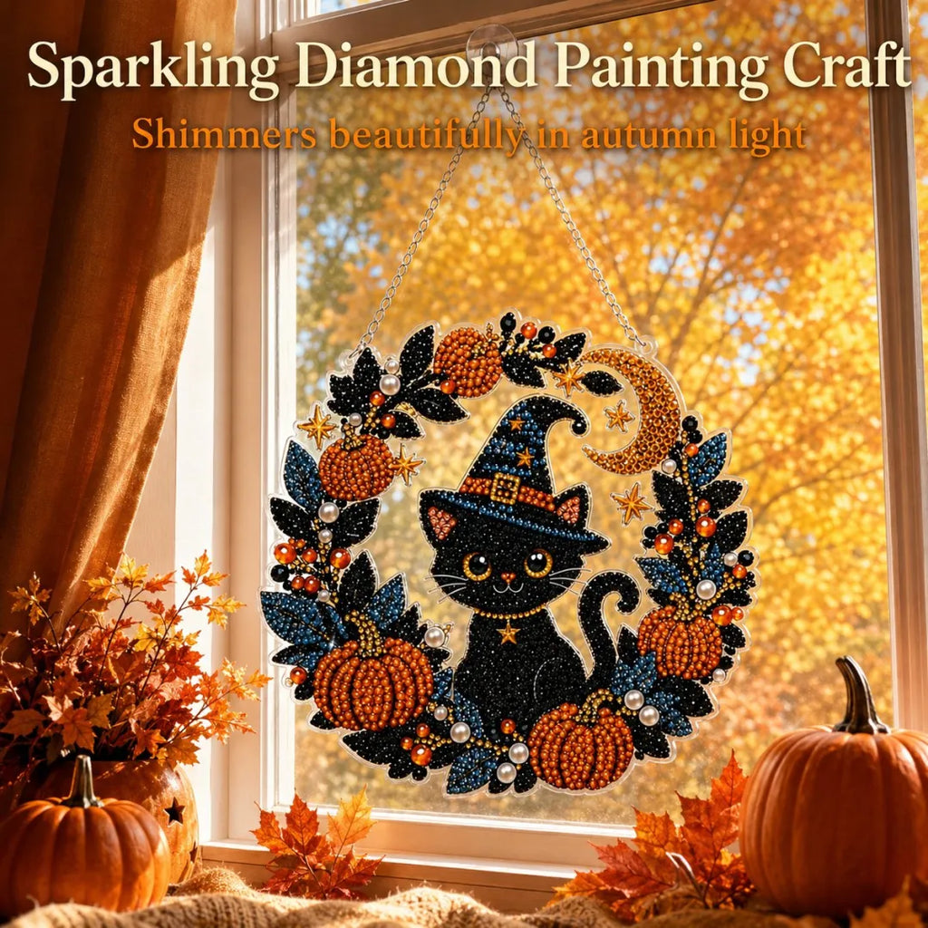 👻✨ 🎃 DIY Spooky Hanging Ornament Kit | Sparkling Halloween Diamond Art Decoration For Fall Home Decor