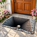 💀 3D Skull Pit Halloween Doormat – Creepy Optical Illusion Floor Rug for Spooky Home Décor