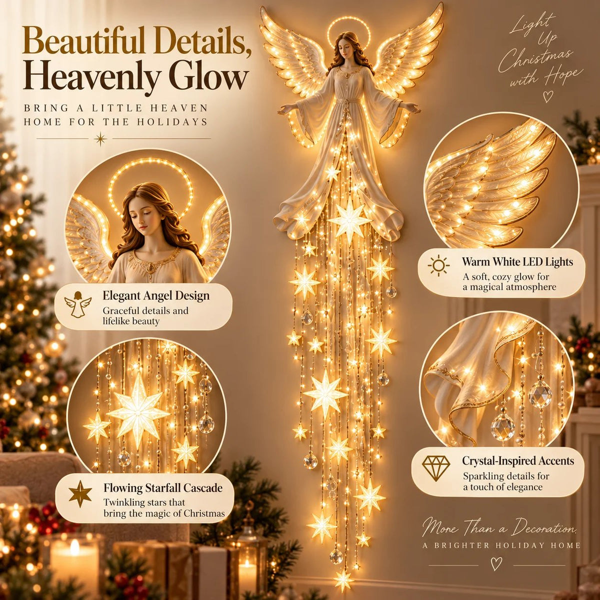 Angel starfall wall decor details