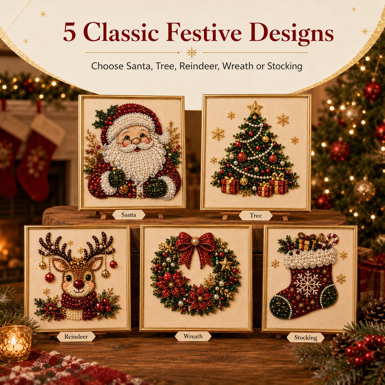 🧘Relaxing & Beginner-Friendly - 🎨💎DIY Christmas Pearl Diamond Painting Art Kit✍️