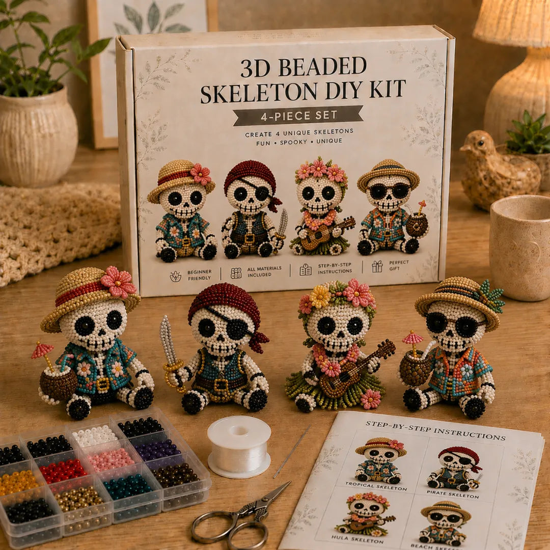 💀 3D Beaded Skeleton DIY Kit – Create Your Own Spooky Cute Halloween Decor
