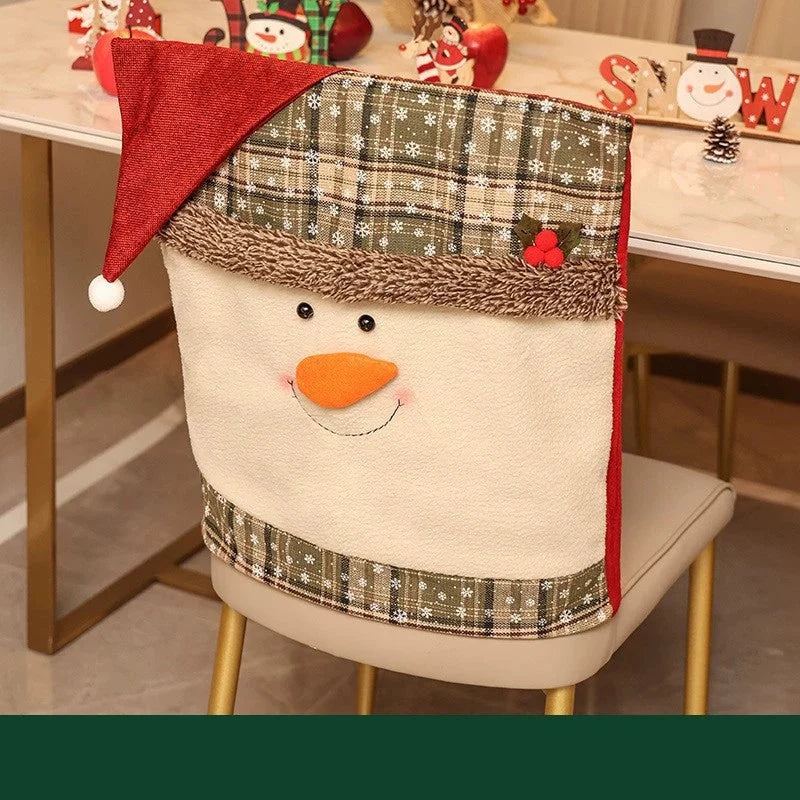 Christmas Chair Back Cover – Assorted Festive Character Designs, Holiday Dining Decor Gift for Family