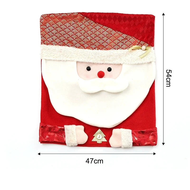 Christmas Chair Back Cover – Assorted Festive Character Designs, Holiday Dining Decor Gift for Family