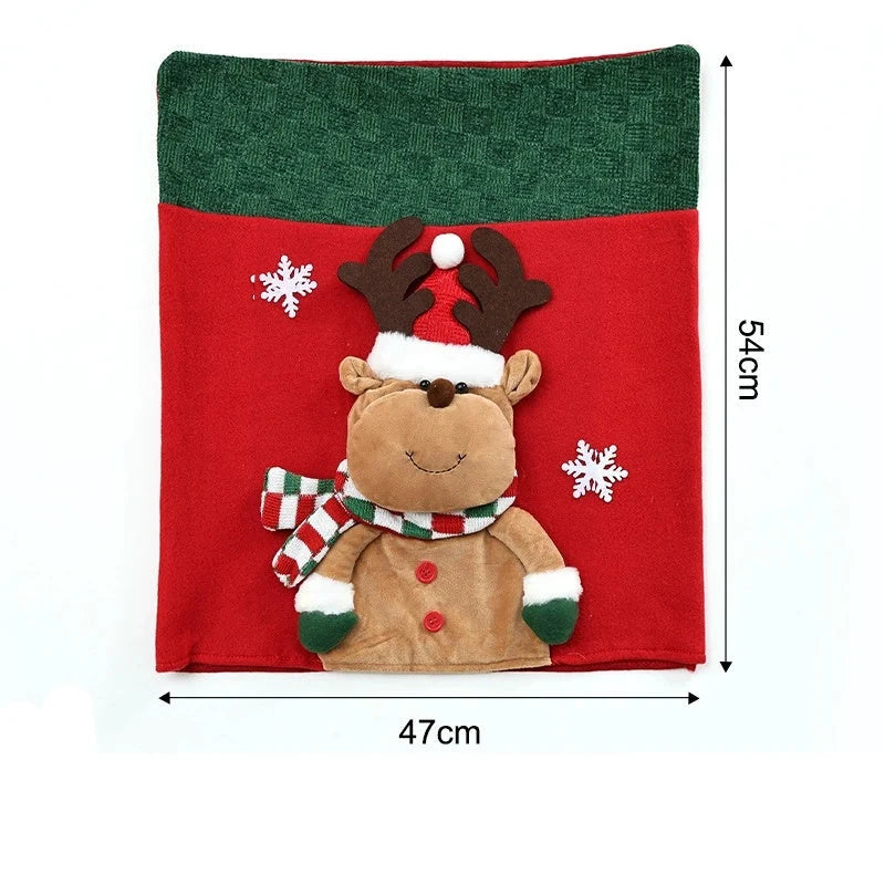 Christmas Chair Back Cover – Assorted Festive Character Designs, Holiday Dining Decor Gift for Family
