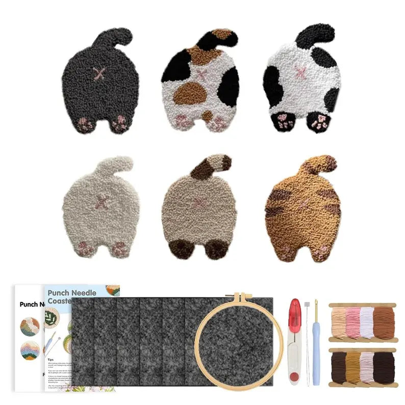 DIY Cat Punch Needle Coaster Kit – Beginner Friendly Craft Set