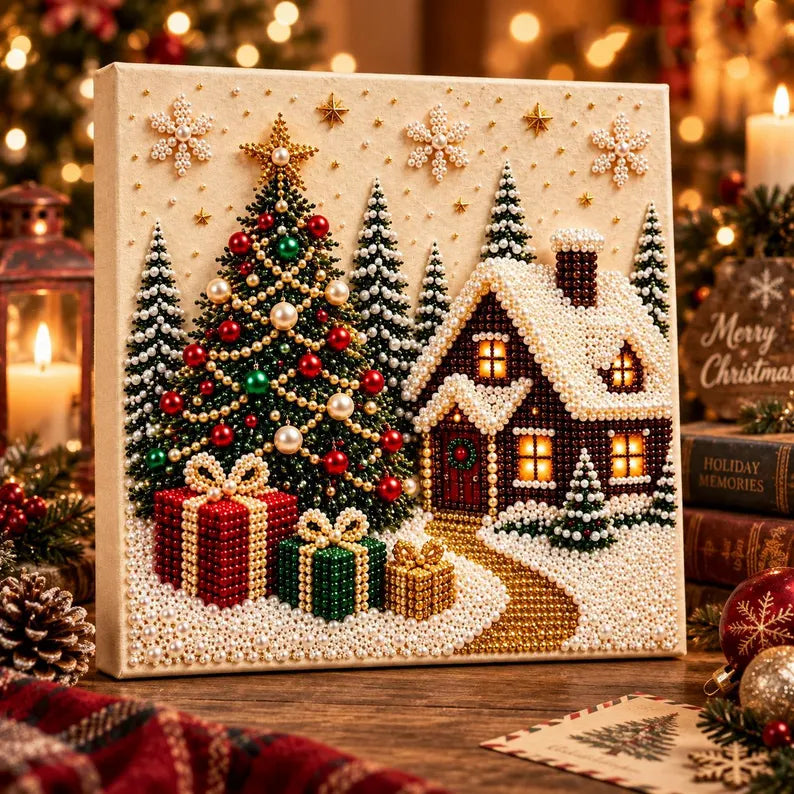 Christmas DIY Pearl Diamond Art Painting Kit -For Adults Beginner