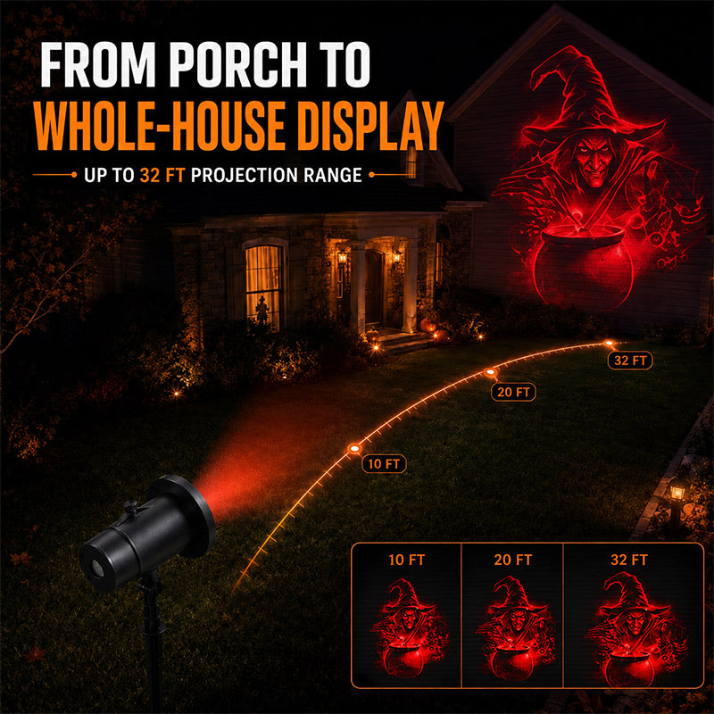 3D Dynamic Halloween Projector Lights with 4 Color, 10 Hd Projection Patterns