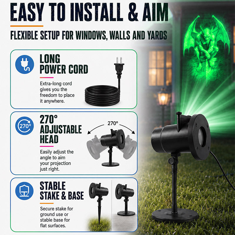 3D Dynamic Halloween Projector Lights with 4 Color, 10 Hd Projection Patterns