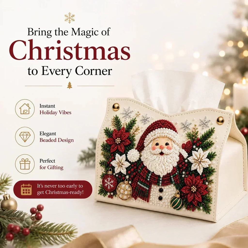 🎄 DIY Beaded Christmas Tissue Box Cover Kit