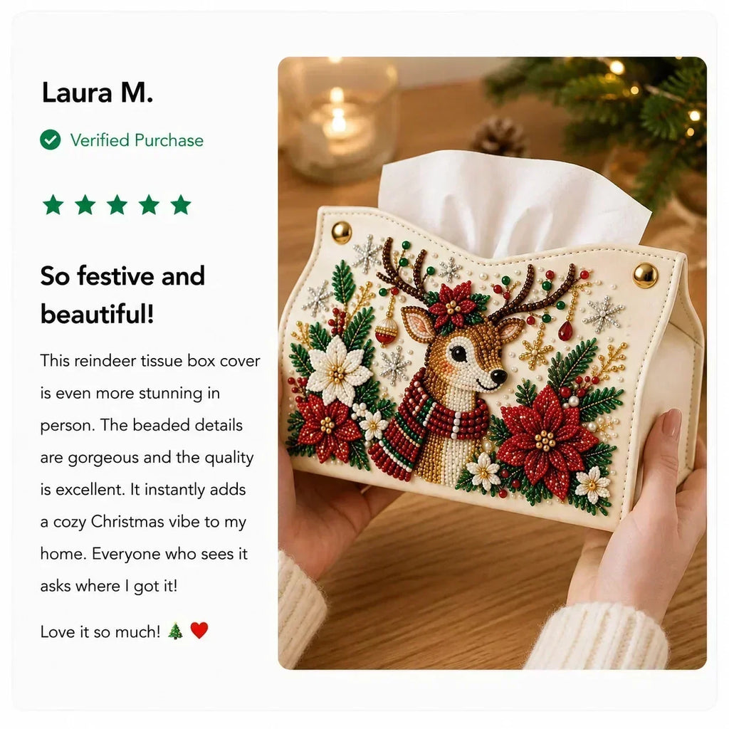 🎄 DIY Beaded Christmas Tissue Box Cover Kit